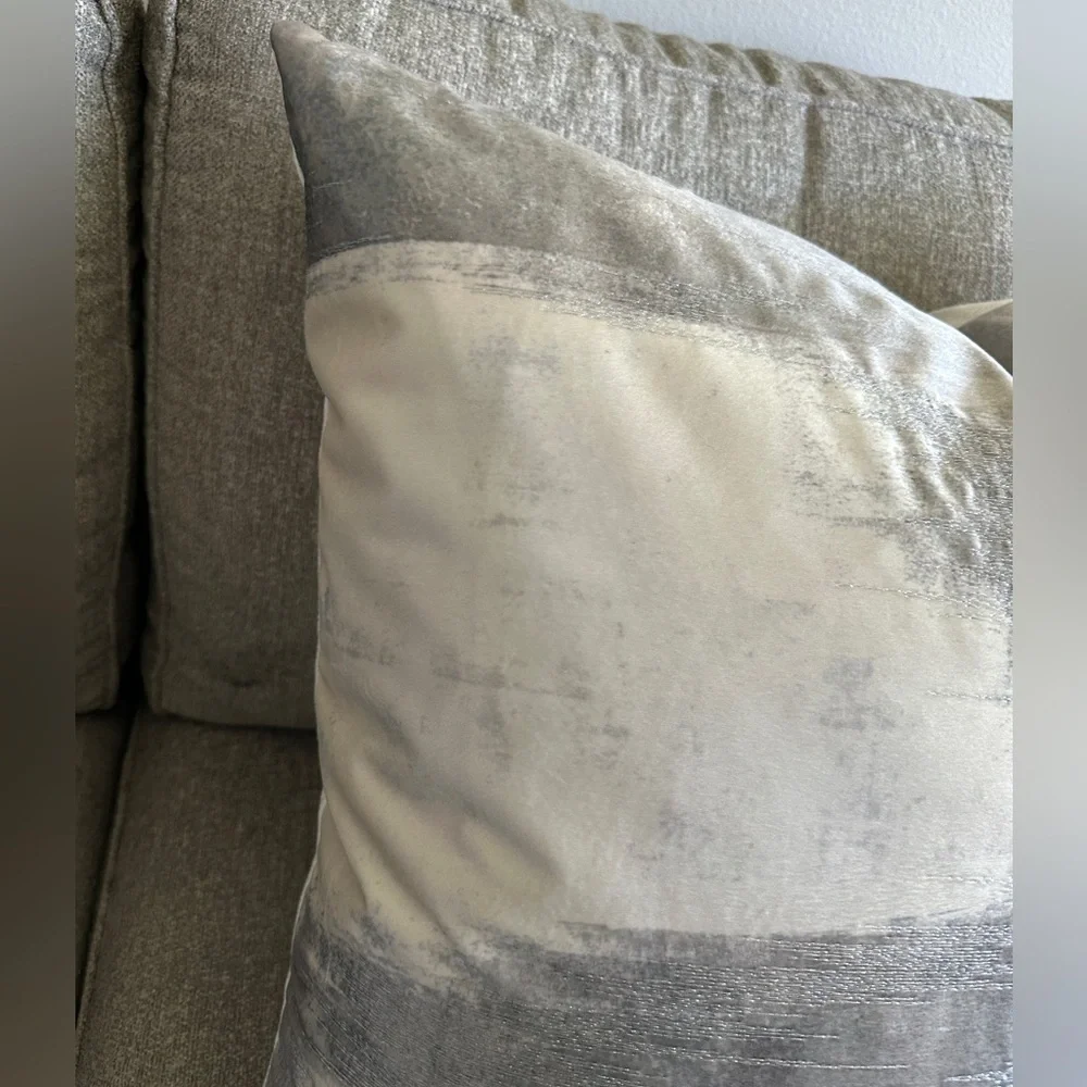 Z Gallerie Modern Silver, black, ivory 24”x24”pillow cover set of 2. - Picture 7 of 11